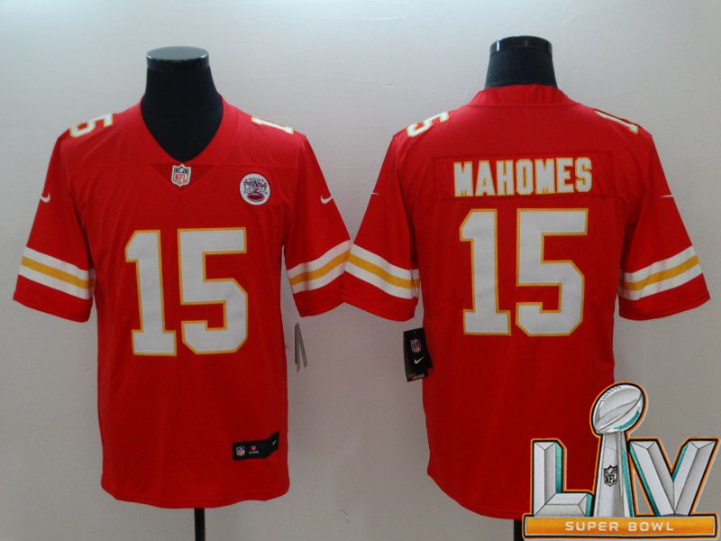 Super Bowl LV 2021 Men Kansas City Chiefs #15 Mahomes Red Vapor Untouchable Player Nike Limited NFL Jerseys